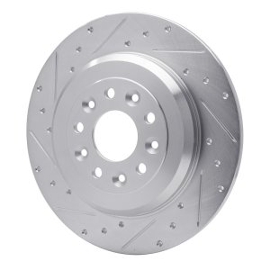 Ford Explorer Brake Rotor (1) - Rear Left - R1 Concepts - Drilled & Slotted - Silver - `05-`19